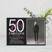 Fifty and Fabulous Script Photo 50th Birthday Kaart (Staand voorkant)