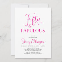 Fifty and Fabulous Script Pink 50th Birthday Party
