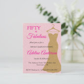 Fifty and Fabulous Script Pink Gold 50th Birthday Briefkaart (Staand voorkant)