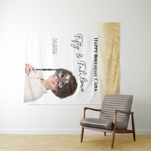Fifty Birthday custom photo Wandkleed (In Situ (horizontaal))