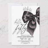Fifty Black Bow 50th Birthday Invitation (Devant)