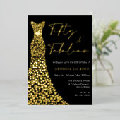 Fifty & Fab Jurk 50e verjaardag Zwart Echt Goud Folie Uitnodiging