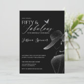 Fifty & Fabulous Black Glam 50th Birthday Kaart (Staand voorkant)