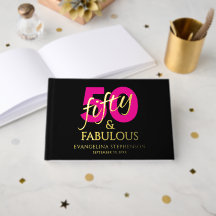 Fifty Fabulous Black Hot Pink Gold Birthday Photo