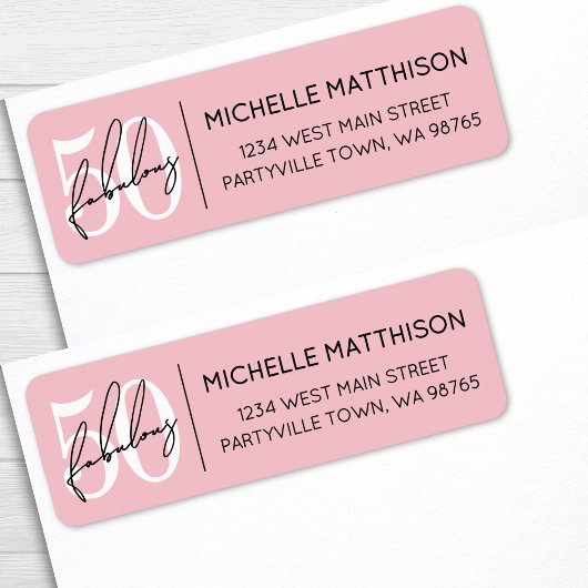 Fifty Fabulous Blush Pink 50th Birthday Address Etiket