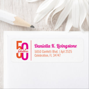 Fifty & Fabulous Elegant Roze Sinaasappel 50ste Ve Etiket