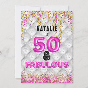 Fifty Fabulous Gold Pink 50th Kaart