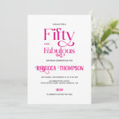 Fifty Fabulous Hot Pink Script 50th Birthday Kaart (Staand voorkant)