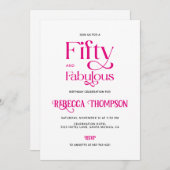 Fifty Fabulous Hot Pink Script 50th Birthday Kaart (Voorkant / Achterkant)
