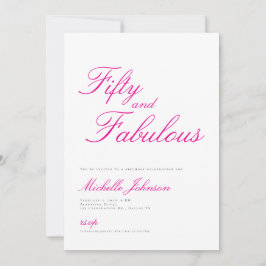 Fifty & Fabulous Pink 50th Birthday Party Invitati Kaart