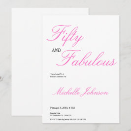 Fifty & Fabulous Pink 50th Birthday Party Kaart
