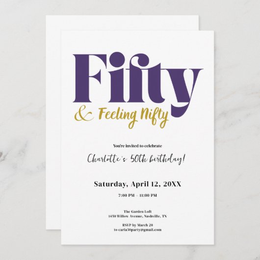 Fifty & Feeling Nifty 50th Birthday Invitation (Devant / Derrière)