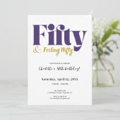 Fifty & Feeling Nifty 50th Birthday Invitation Kaart (Staand voorkant)