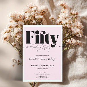 Fifty & Feeling Nifty 50th Birthday • Pink Design Kaart