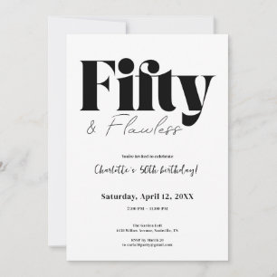 Fifty & Flawless 50th Birthday Invitation Kaart