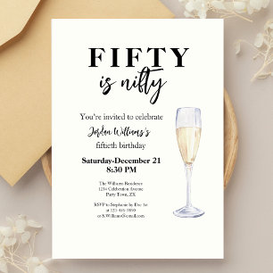 Fifty is Nifty Funny Elegant Simple 50th Birthday Kaart