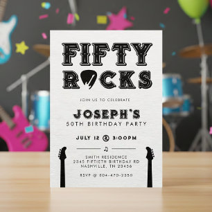Fifty Rocks Gitaarplectrumm 50e Verjaardagsfeestje Kaart