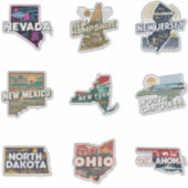 Fifty States Retro Sticker Set Deel 4 (Voorkant)