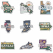 Fifty States Retro Travel Sticker Set Deel 2 (Voorkant)