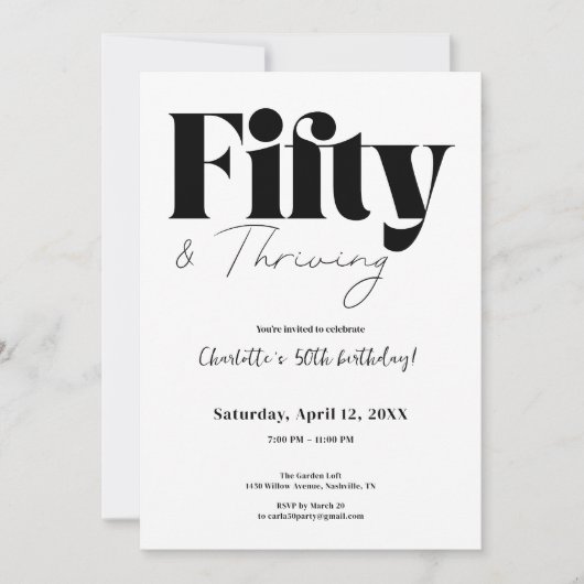 Fifty & Thriving Invitation pour un 50e Anniversai (Devant)