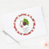 Fig Conserve Gingham Jam. Pot Ronde Sticker (Envelop)