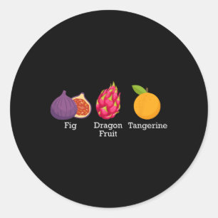 Fig Dragon Fruit Tangerine Fruit Subtiele Anti Tru Ronde Sticker
