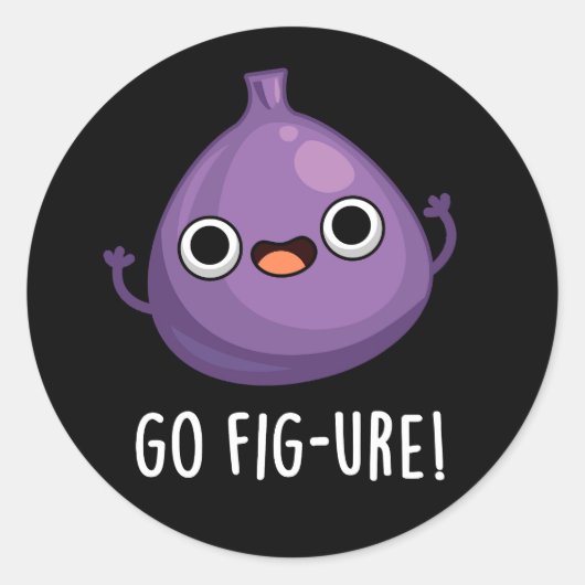 Fig Fig Fruit Pun Dark BG Ronde Sticker (Voorkant)