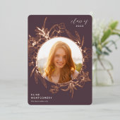 Fig | Floral Foil Photo Faire-part de graduation (Debout devant)