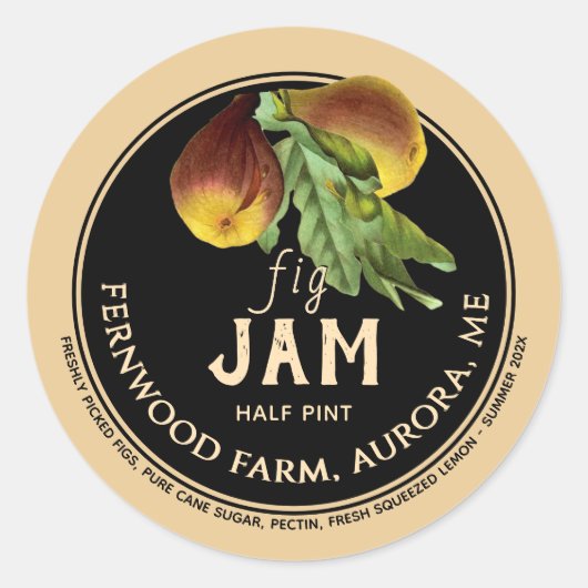 Fig Jam Jelly Jar Étiquette Kraft fait maison (Devant)