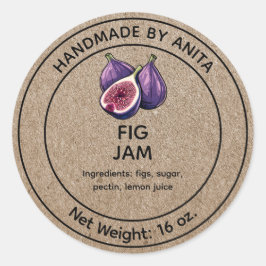 Fig Jam Jelly Jar Label Kraft-papierstijl