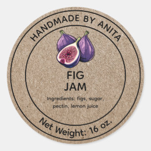 Fig Jam Jelly Jar Label Kraft-papierstijl