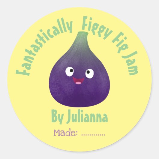 Fig jam-schattig cartoon produceert etiket (Voorkant)