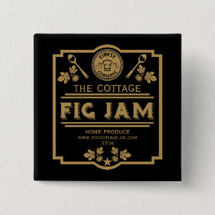 Fig Jam Seller Vierkante Button 5,1 Cm