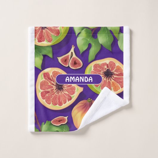 Fig Waterverf Kleurrijk Gepersonaliseerd Patroon Bad Handdoek (Wasdoekje)