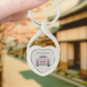Figaraties Monogram Roze Figaro Auto Zilveren Hart Sleutelhanger