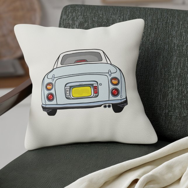 Figarations Bleke Aqua Figaro Car Cream Kussen (A cute Pale Aqua Figaro Car on a cream pillow for your car or your home)
