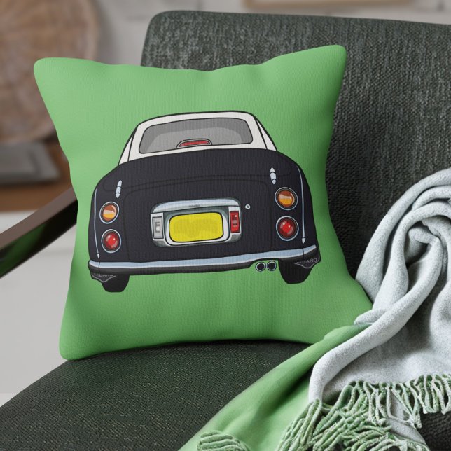 Figarations Schattige Figaro Zwart Japans Auto Gro Kussen (Fun black figgy on a green pillow perfect for your car or home)