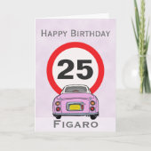 Figarines Candy rose Figaro voiture carte d'annive (Devant)