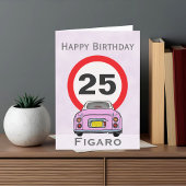 Figarines Candy rose Figaro voiture carte d'annive