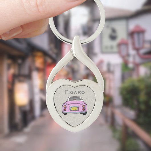 Figaro Car Monogram Silver Heart Sleutelhanger