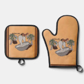 Figdewdrop caterpillar & mushroom pot holders ovenwant & pannenlap set (Voorkant)