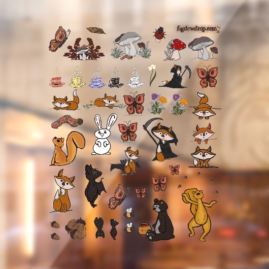 figdewdrop characters cut-out inside window cling  raamsticker (Vel 2)