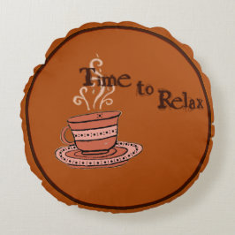 figdewdrop Time to Relax Brown Round Pillow  Rond Kussen
