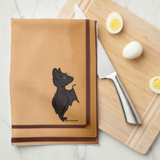 figdewdrops Blinky the Bat kitchen towel Theedoek (Quarter Fold)