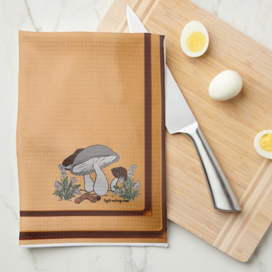 figdewdrops caterpillar mushrm brn kitchen towel theedoek (Quarter Fold)
