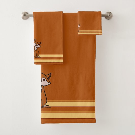 figdewdrops Fig the fox Orange Bath Towel Set Bad Handdoek (Insitu)