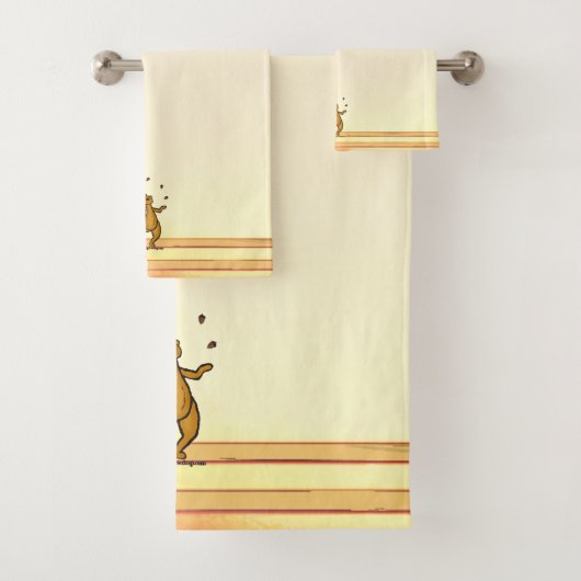 figdewdrops Juggling Squirrel Bath Towel Set Bad Handdoek (Insitu)