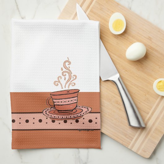 figdewdrops Orange Relax Cup kitchen towel Theedoek (Quarter Fold)