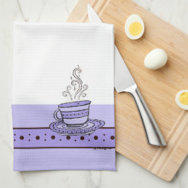 figdewdrops Violet Purple Relax Cup kitchen towel Theedoek