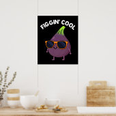 Figgin Cool Funny Fig Food Pun Dark BG Poster (Keuken)